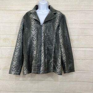 Selene Sport Gray Faux Reptile Zipper Lined Jacket
